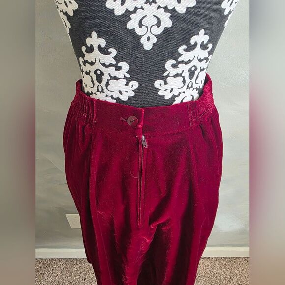 Vintage Merlot Deep Red Velour Skirt Sz 10 A Line Renaissance Dark Academia - Picture 7 of 10